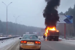  На Объездной дороге вспыхнул грузовик